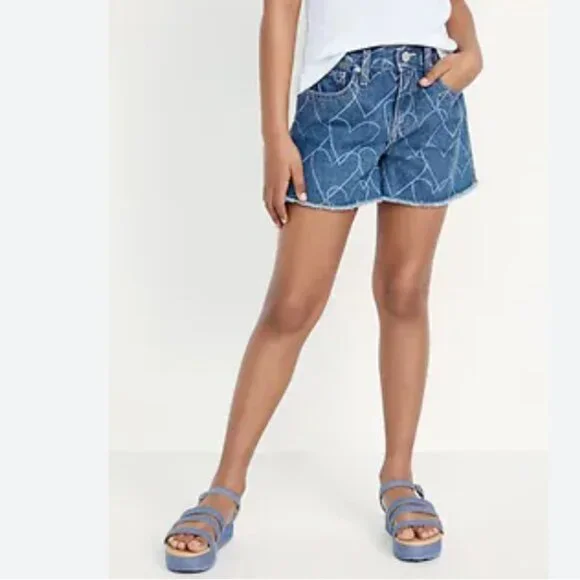Printed High-Waisted Frayed-Hem Jean Shorts for Girls | Old Navy - Picture 2 of 2